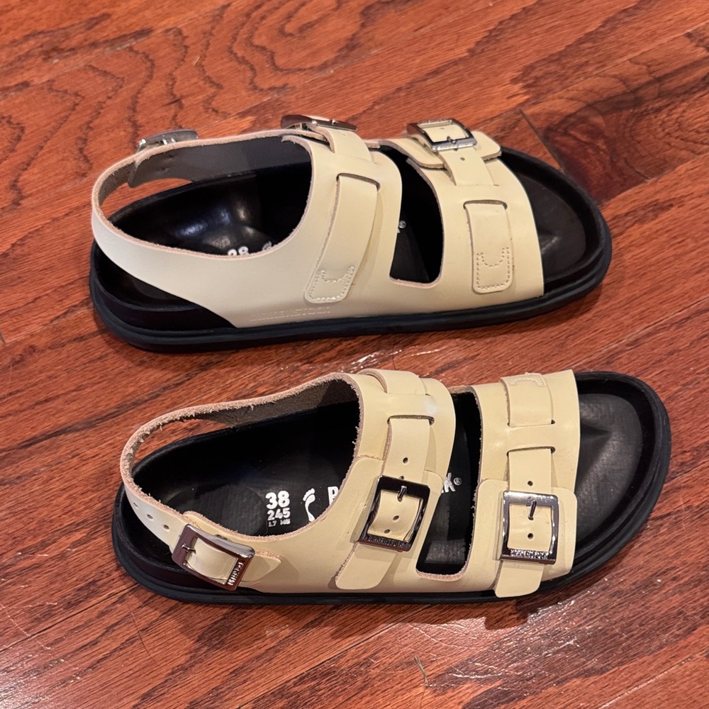 Birkenstock Cannes Leather Sandals - Butter - Picture 2 of 7